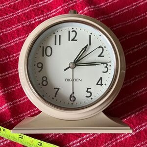 Cream tabletop alarm clock, works